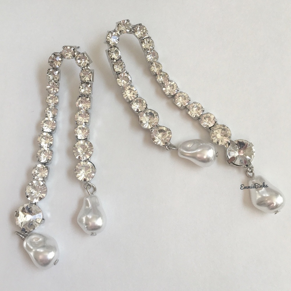 New Zara Rhinestone Crystal Drop Statement Earrings - Picture 11 of 16